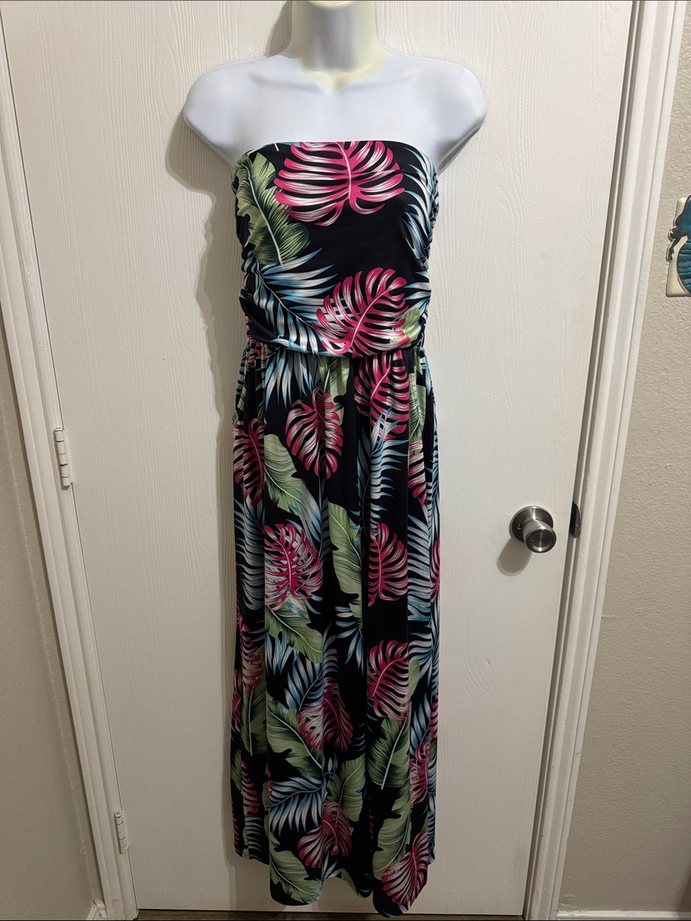 Ive Cloth Tropical Strapless Tube Top Maxi Dress Women’s‎ Large Flowy Silhouette